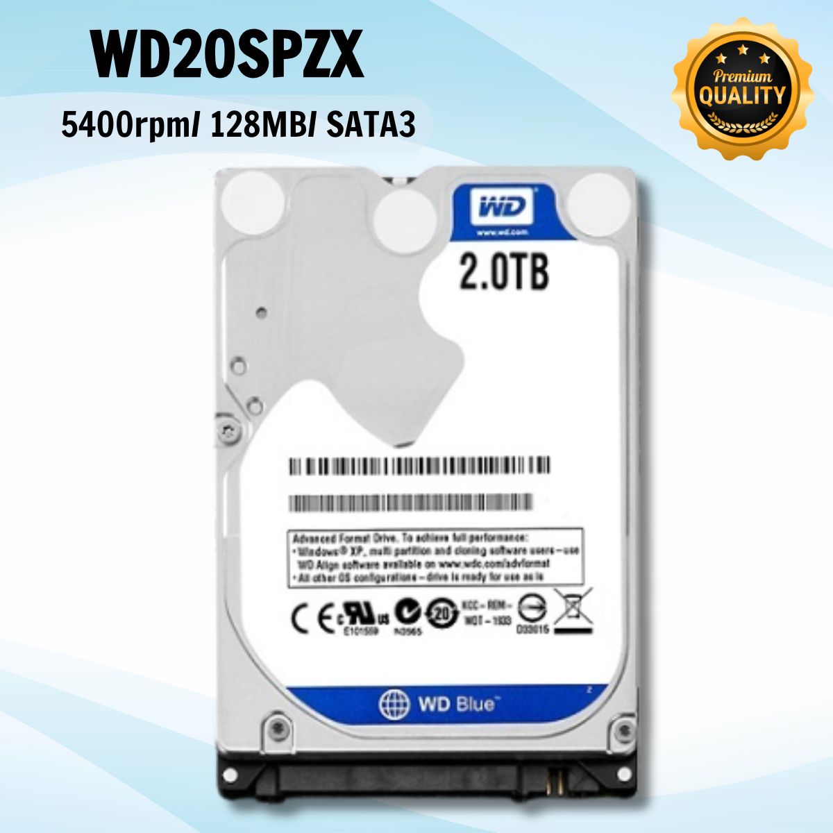 Ổ cứng Laptop WD Blue 2TB WD20SPZX 2,5", SATA3 128MB Cache/ 5400RPM/ 7mm