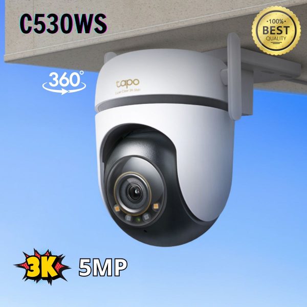 Camera IP Ngoài trời 360 Độ 3K 5MP TP-Link Tapo C530WS Ăng-ten kép mạnh mẽ, Phát hiện người, thú cưng, phương tiện, Hỗ trợ Color Night Vision