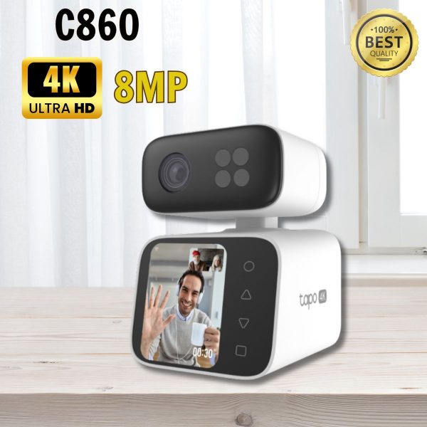 Máy ảnh gọi video để bàn Tapo C860 4K 8MP Màn hình 2.8 inch, Phát hiện người, thú cưng, âm thanh bất thường