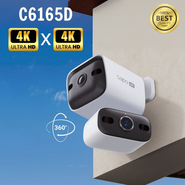 Camera IP Ngoài trời Ống kính kép 4K Tapo C6165D Quan sát 360 độ, Nhận diện con người, thú cưng, xe cộ