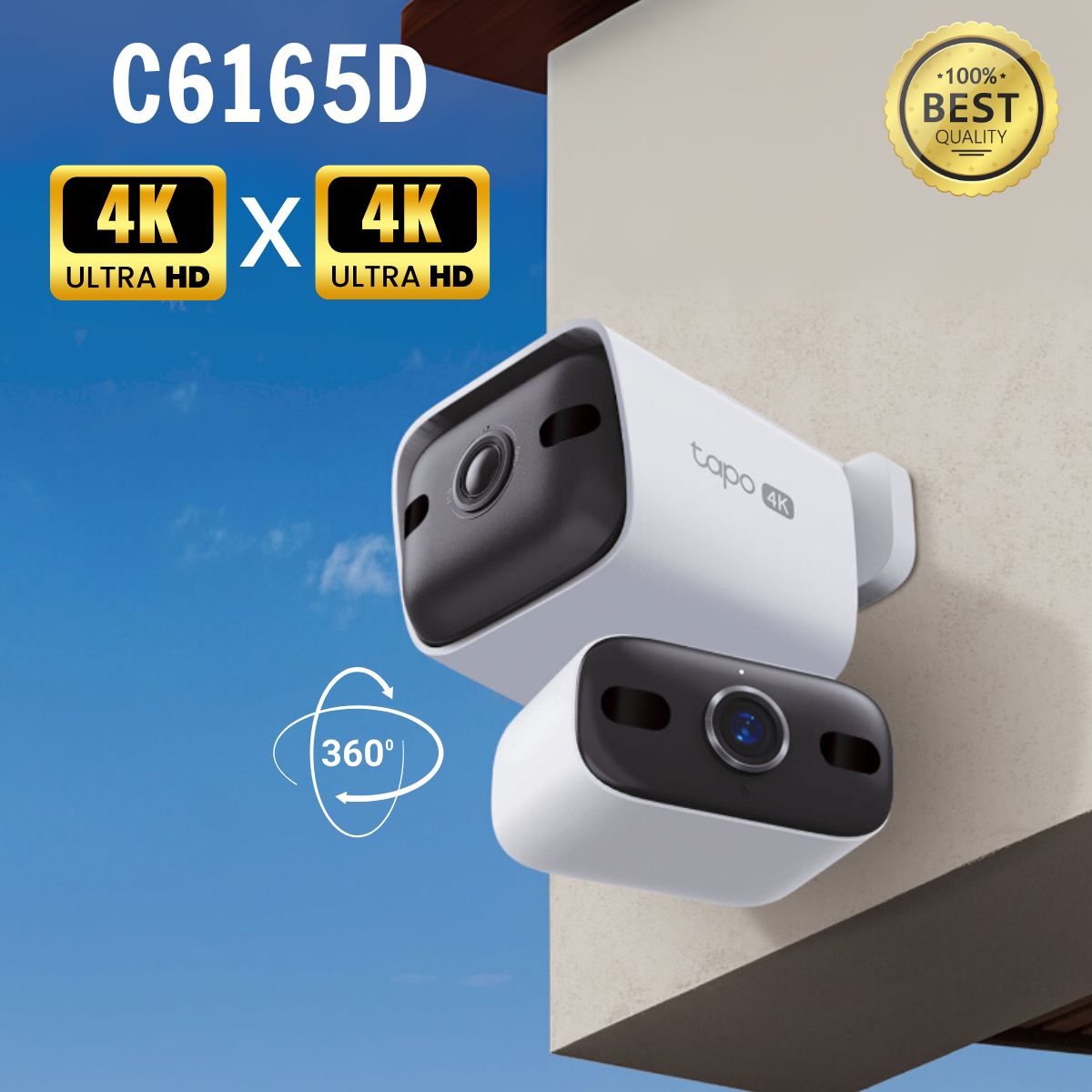 Camera IP Ngoài trời Ống kính kép 4K Tapo C6165D Quan sát 360 độ, Nhận diện con người, thú cưng, xe cộ