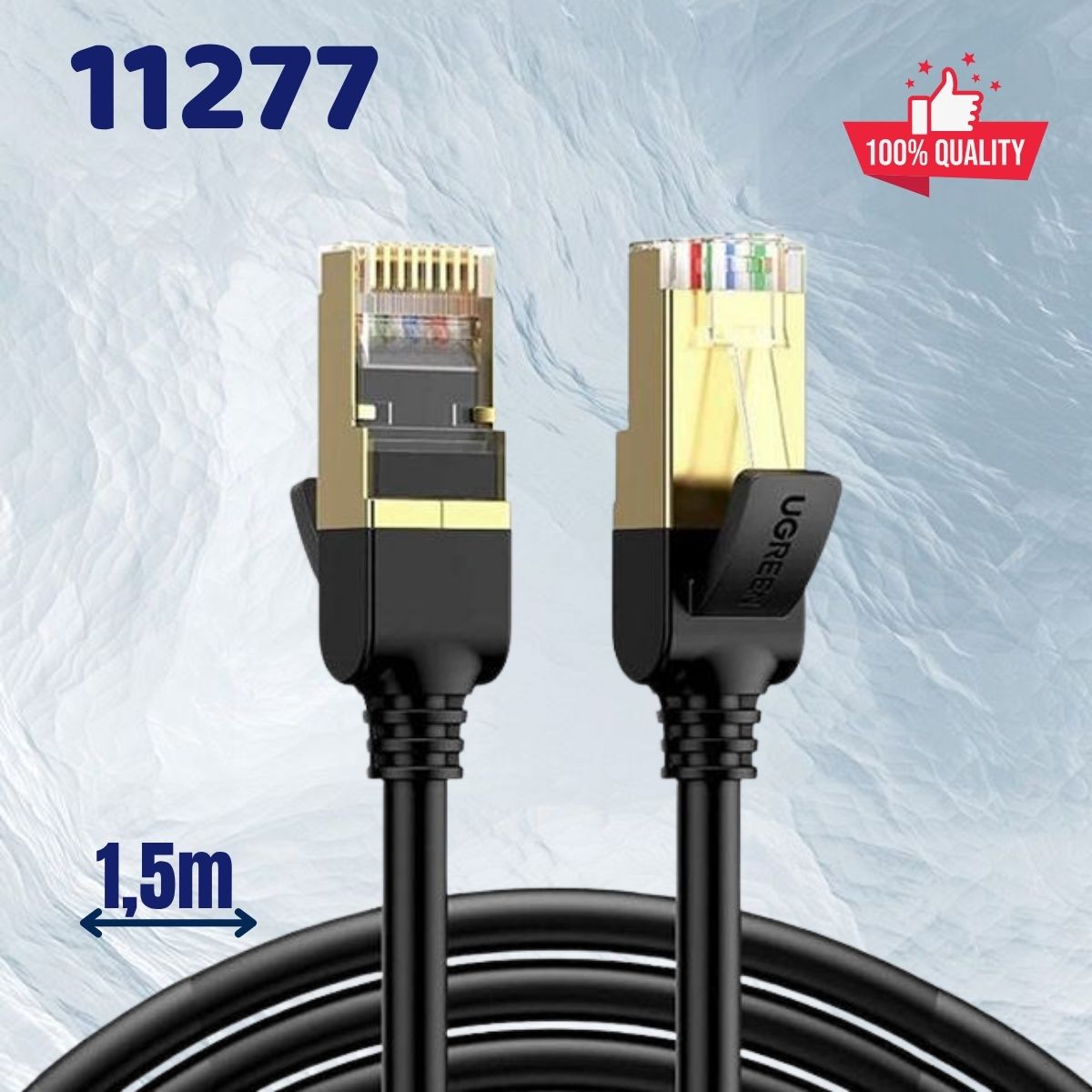 Cáp mạng đúc sẵn Cat7 dài 1,5m tròn chính hãng Ugreen 11277 Cao cấp