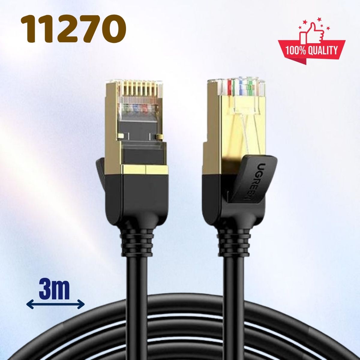 Cáp mạng đúc sẵn Cat7 dài 3m tròn chính hãng Ugreen 11270 Cao cấp