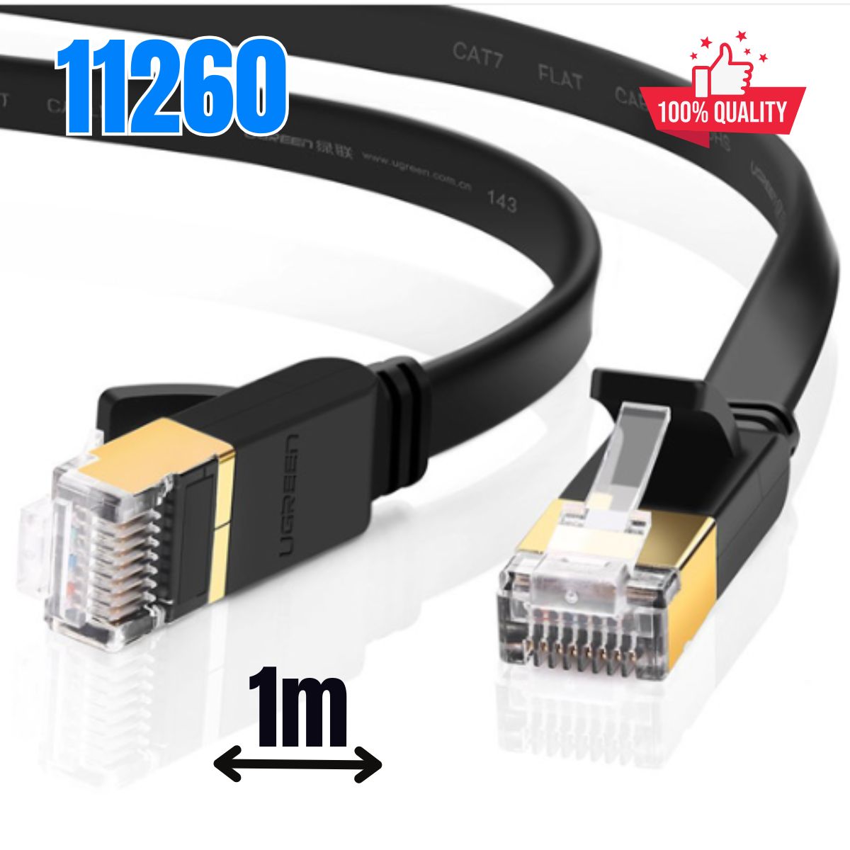 Cáp mạng đúc sẵn Cat7 dài 1m dẹt chính hãng Ugreen 11260 Cao cấp