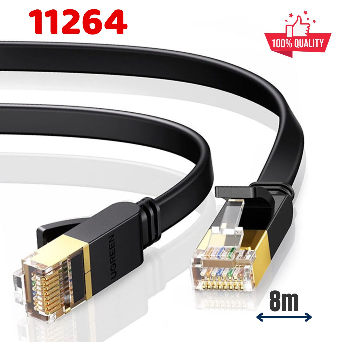 Cáp mạng đúc sẵn Cat7 dài 8m dẹt chính hãng Ugreen 11264 Cao cấp