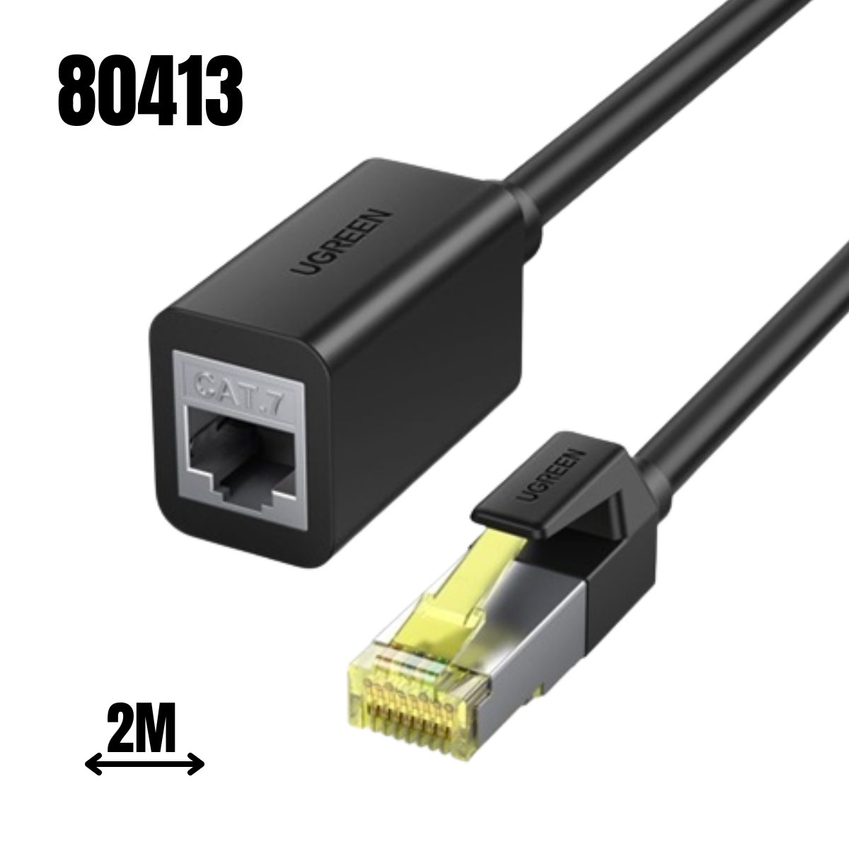 Cáp mạng Cat7 nối dài 2M âm dương 600Mhz tốc độ 10Gbps Ugreen 80413 cao cấp