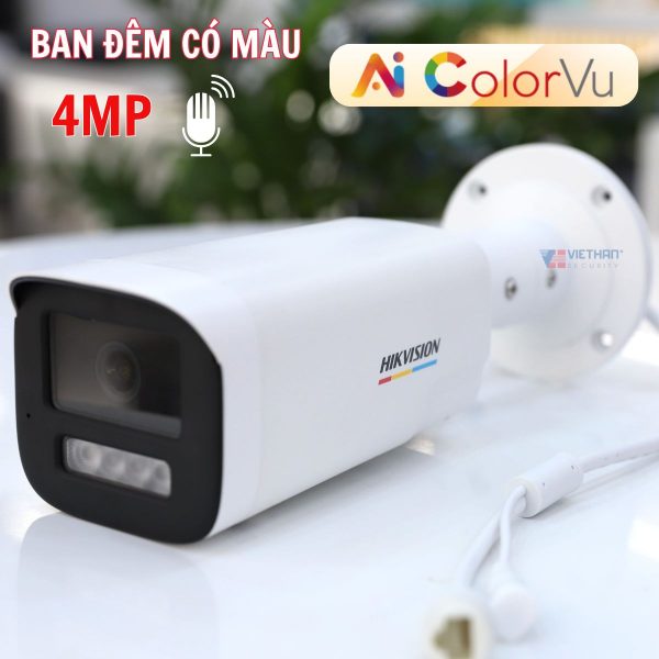 Camera nhìn đêm như ngày AI Colorvu 3.0 Hikvision 4MP DS-2CD1B47G3H-LIUF/SRB Tích hợp loa và mic, Đèn nháy và còi báo động