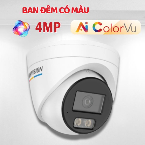 Camera màu ban đêm AI ColorVu 3.0 Hikvision DS-2CD1347G3H-LIUF/SRB 4Mp, Đàm thoại 2 chiều, Nhận diện chính xác người và phương tiện