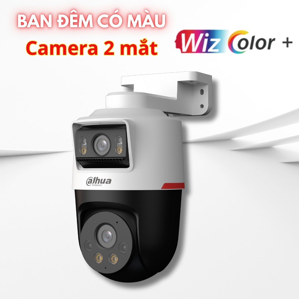 Camera 2 mắt Dahua Wizcolor có màu ban đêm DH-IPC-PTS2249B-E2-S-PV-PRO 2MP+2MP hồng ngoại 30m, Đàm thoại 2 chiều, Đèn còi báo động, IP67
