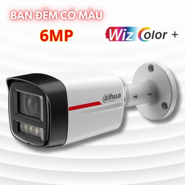 Camera Wizcolor có màu ban đêm Dahua DH-IPC-HFW2649TL-S-PRO 6MP hồng ngoại 50m, Phát hiện thông minh, tích hợp mic, 120dB WDR, IP67