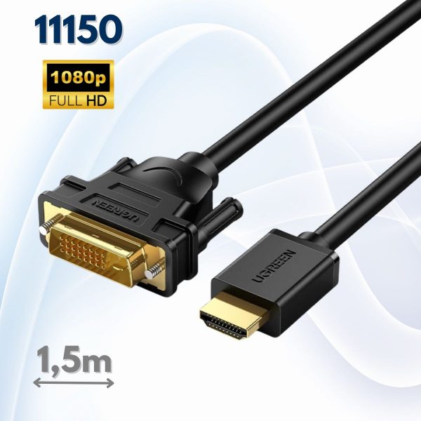 Cáp chuyển đổi HDMI to DVI 24+1 Ugreen 11150 Màu đen Dài 1,5m HD106 chính hãng