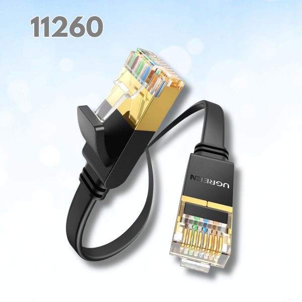 Cáp mạng CAT7 1m dẹt Ugreen 11260, Tốc độ truyền tải dữ liệu 10Gbps, Đầu nối mạ vàng 24K
