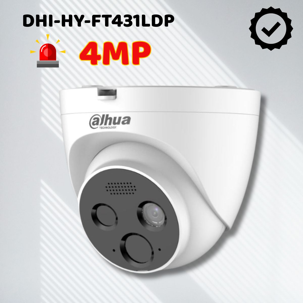 Camera báo cháy Dahua DHI-HY-FT431LDP 4MP bản Pro, Phát hiện lửa 10m, Hỗ Trợ H.265 & Cảnh báo chủ động, DC12V / PoE