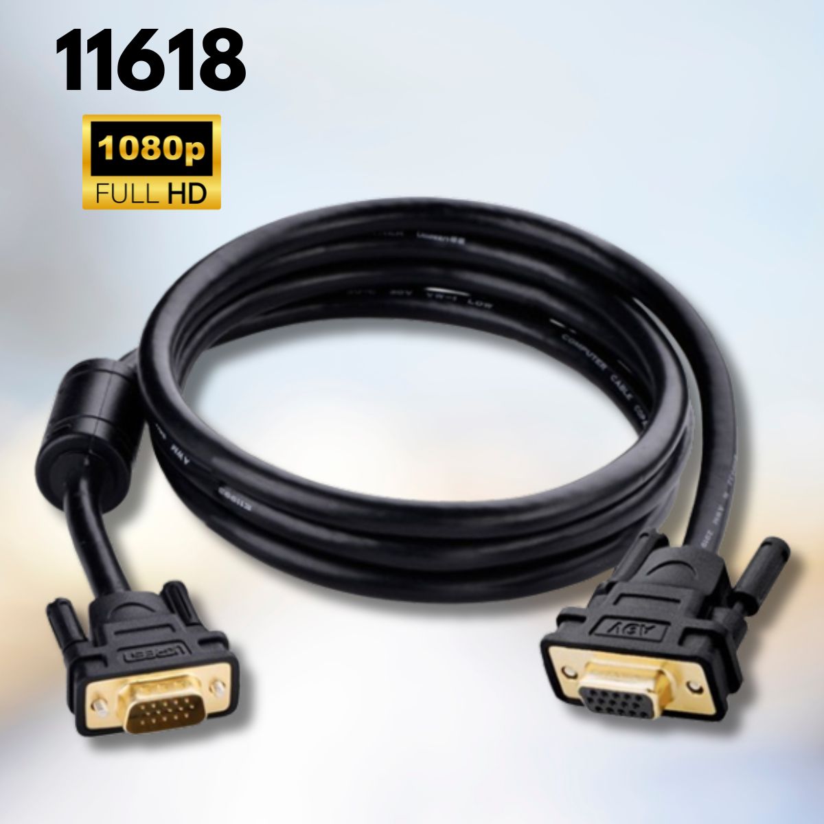 Cáp chuyển đổi DVI 24+5 sang VGA DV10 Ugreen 11618 3M màu đen,  Full-HD 1080p, Lõi đồng chống oxi hoá