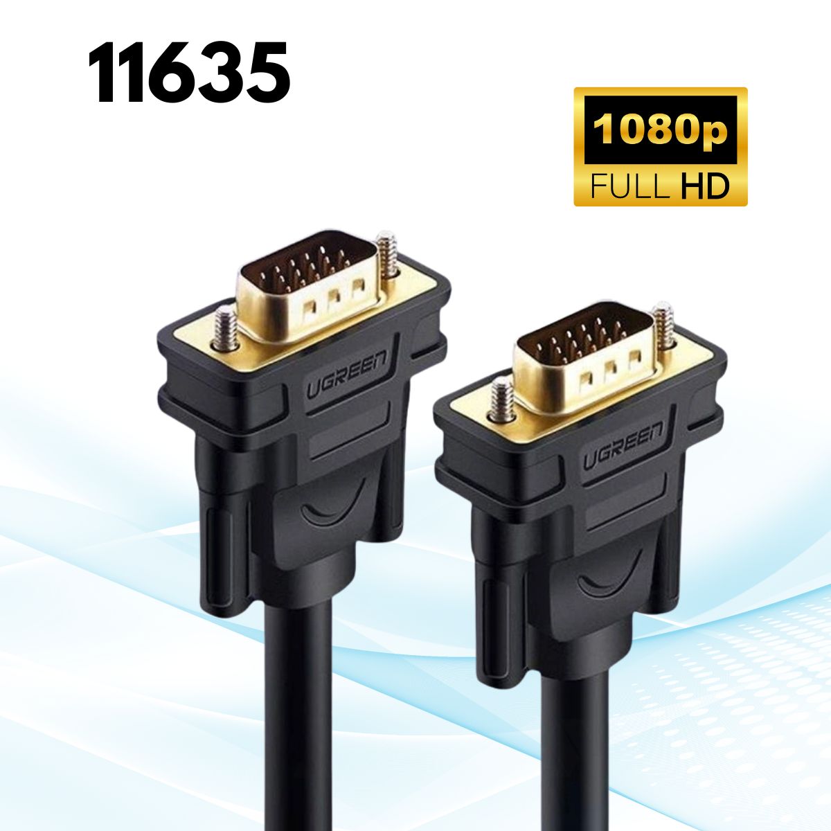 Dây tín hiệu VGA Màn hình, Máy chiếu 20M 3+9C Cao Cấp Ugreen 11635 Thuần đồng 15pin 2 lớp Coax RGB