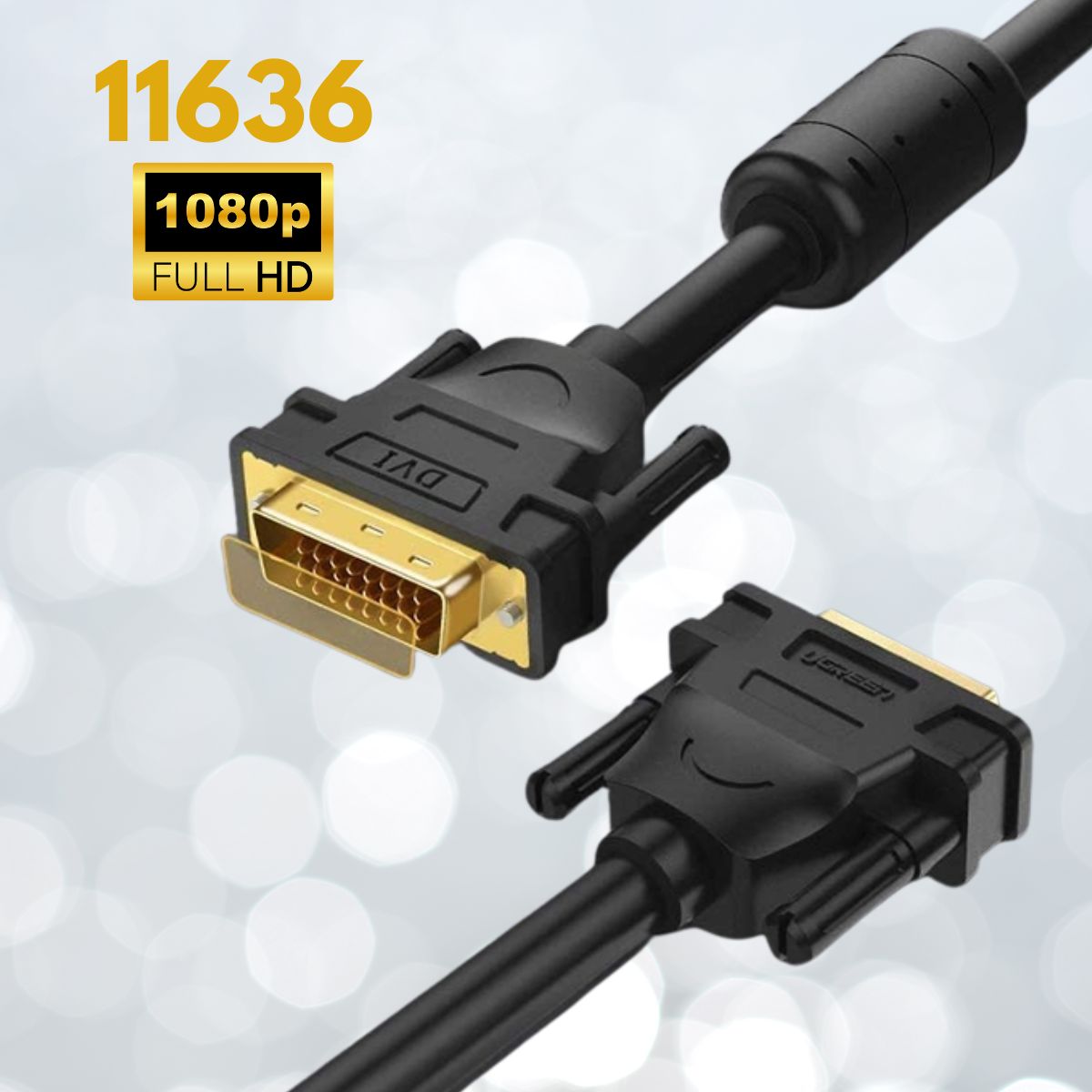 Cáp chuyển VGA to VGA Ugreen 11636 dài 30m, Hỗ trợ độ phân giải Full HD, Đầu mạ vàng cao cấp, chống han rỉ