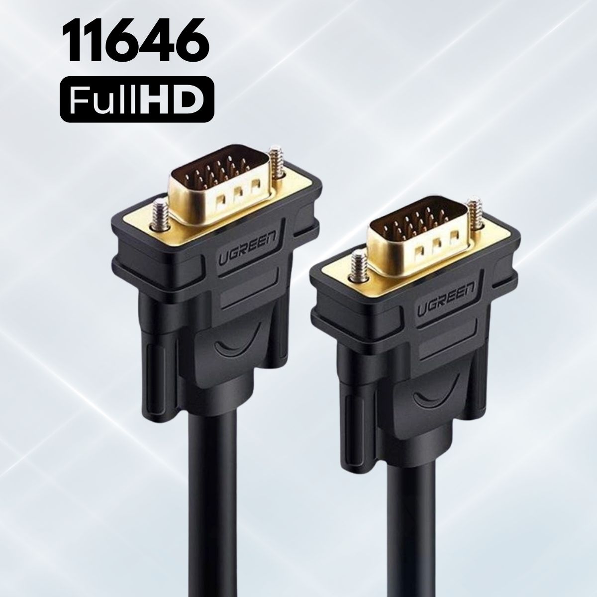 Cáp chuyển VGA to VGA Ugreen 11646 dài 2m, hỗ trợ độ phân giải Full HD, Jack cắm mạ vàng 24K