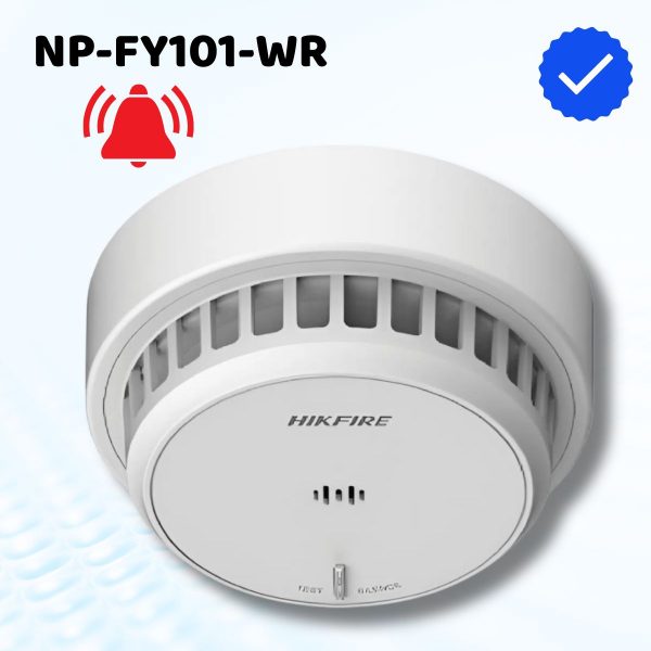 Đầu báo khói Lora Hikfire NP-FY101-WR không dây, cảm biến khói quang điện, ánh sáng kép, Chống báo giả, Cảnh báo tại chỗ >85dB@3m