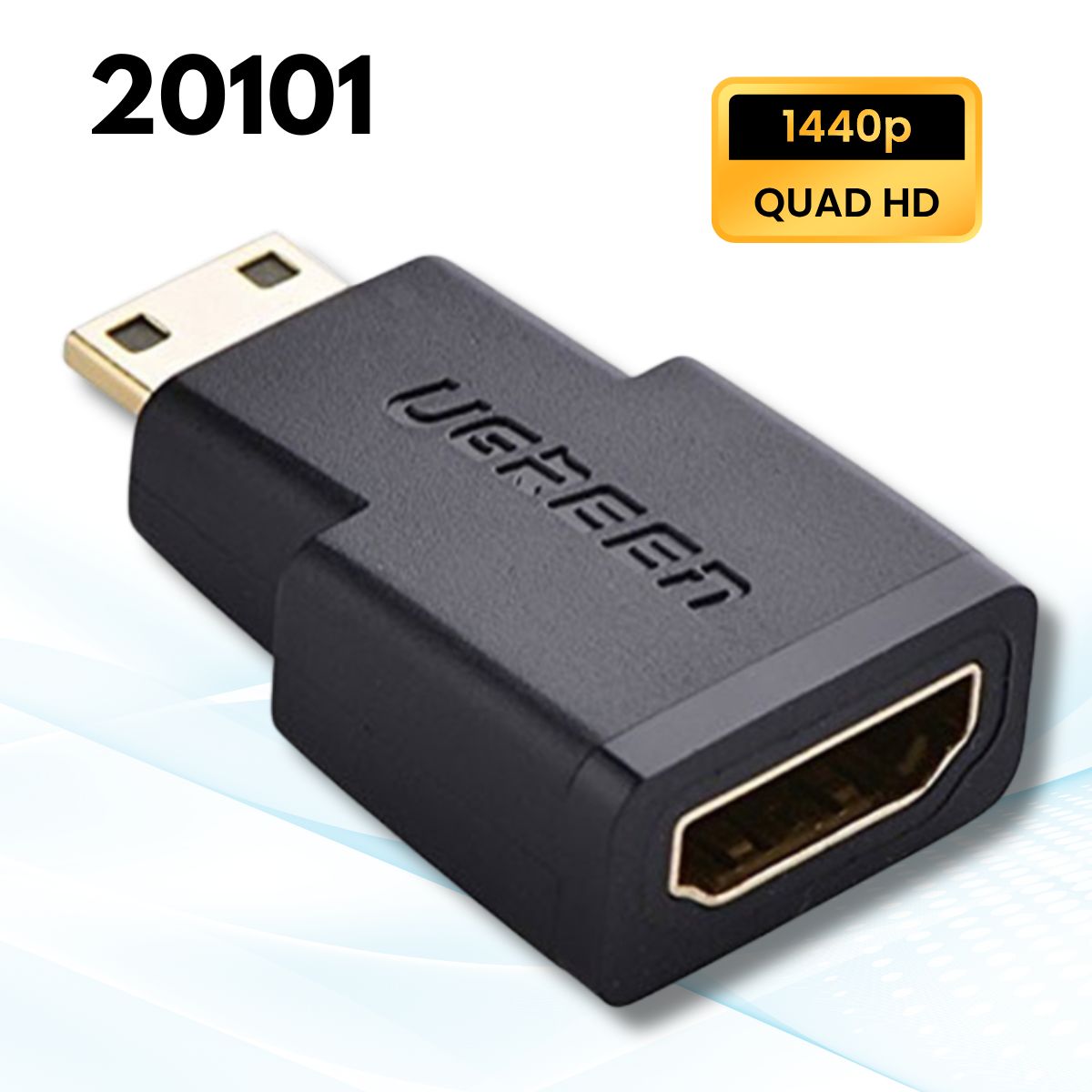 Đầu chuyển Mini HDMI sang HDMI Ugreen 20101 màu đen, Đầu cắm mạ vàng cao cấp