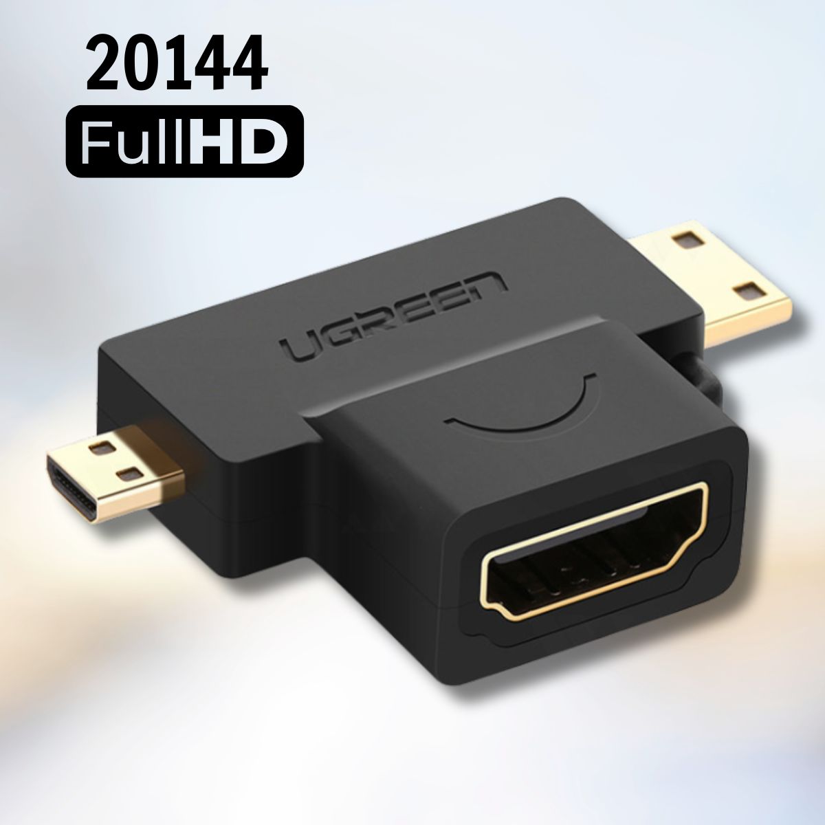 Đầu chuyển đổi HDMI sang Micro HDMI và Mini HDMI Ugreen 20144 màu đen, Hỗ trợ độ phân giải Full HD
