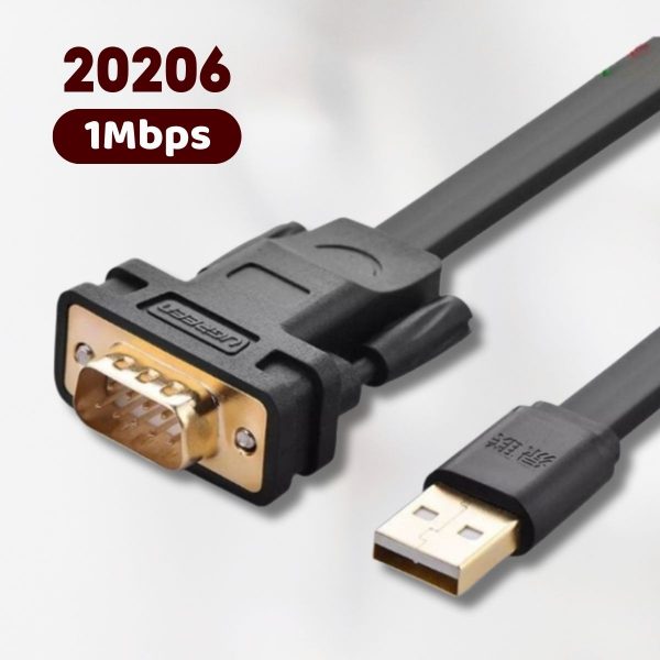 Cáp chuyển đổi USB to Com 1M Ugreen 20206 Chipset FTDI FT232, Tốc độ  1Mbps, Hỗ trợ Windows 11