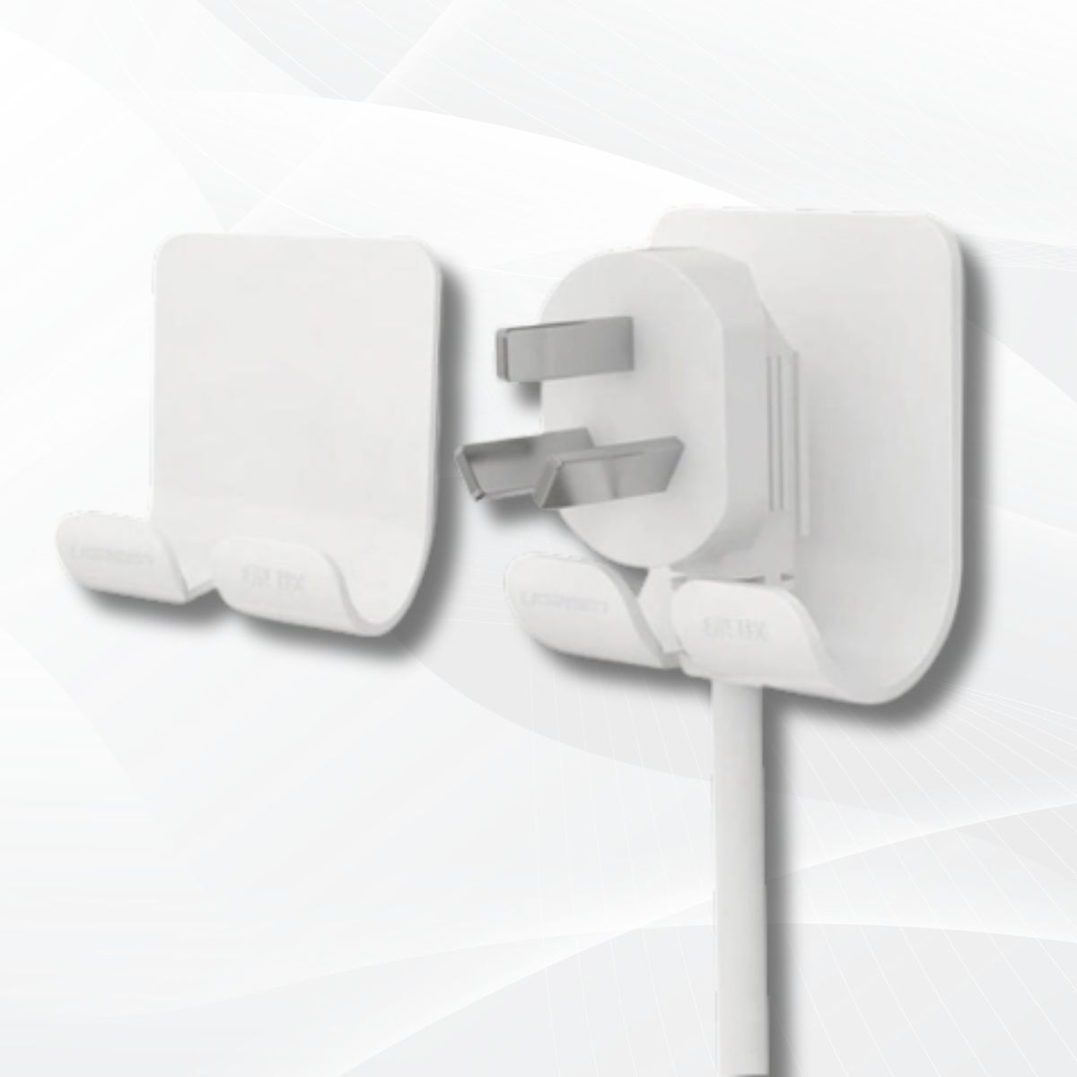 Móc treo phích cắm điện đa năng Ugreen 20365 Màu trắng, Bóc dán tiện lơi, Nhỏ gọn