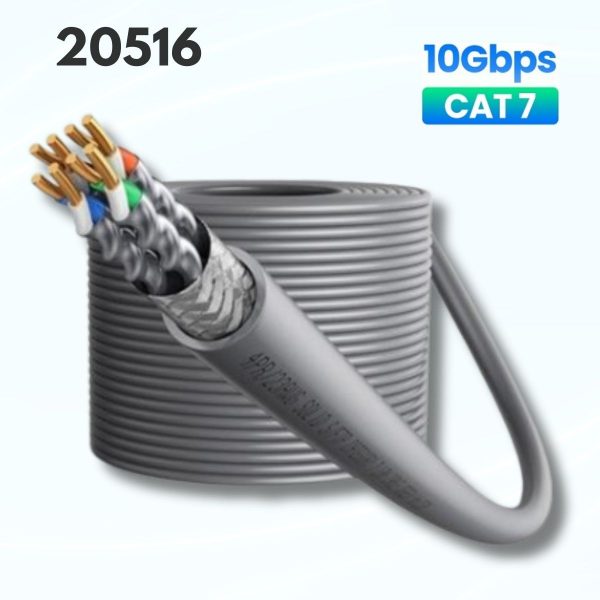 Cuộn cáp mạng Cat7s FTP Ugreen 20516 Băng thông 10GB 23AWG, Dài 100m, Lõi đồng chống nhiễu cao cấp
