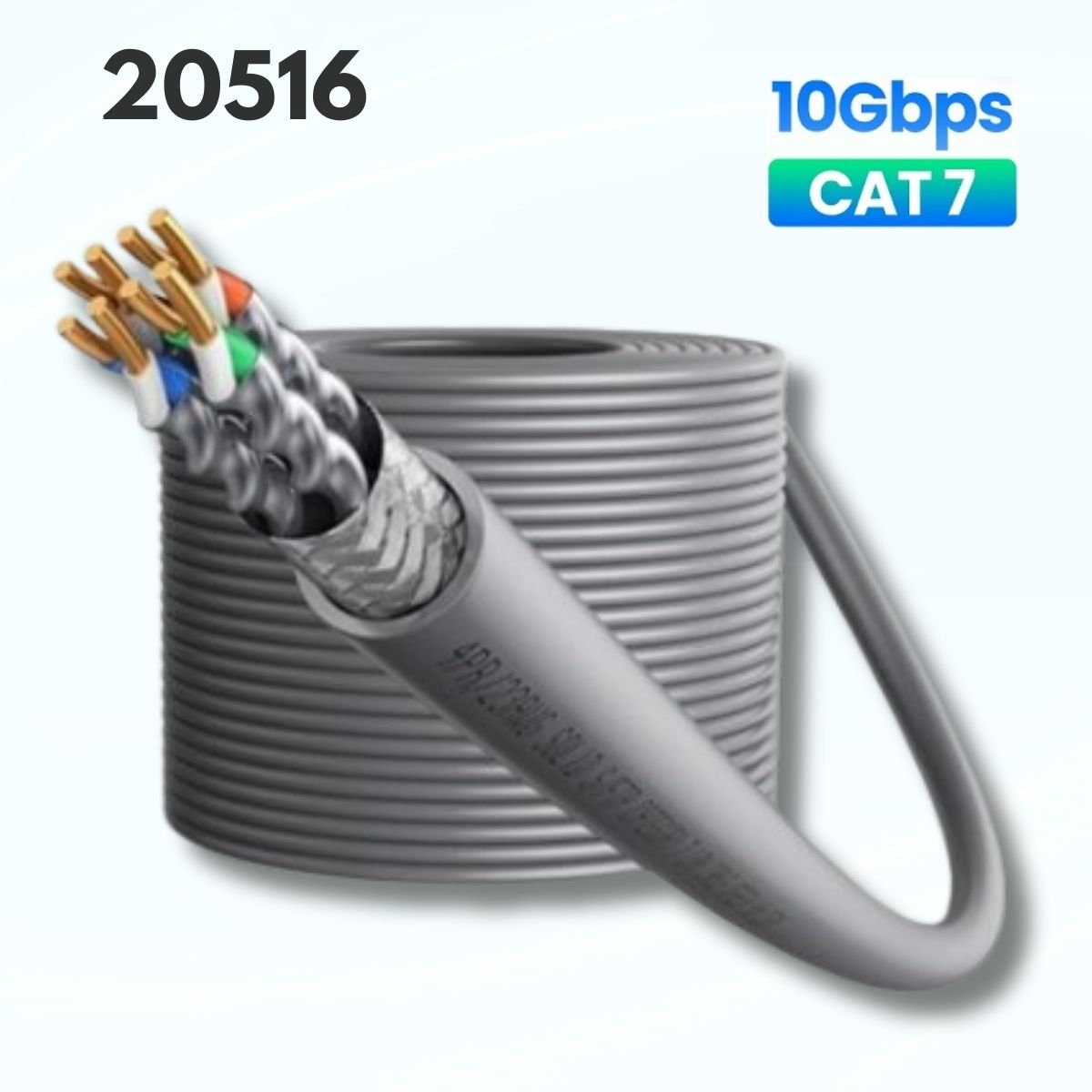 Cuộn cáp mạng Cat7s FTP Ugreen 20516 Băng thông 10GB 23AWG, Dài 100m, Lõi đồng chống nhiễu cao cấp