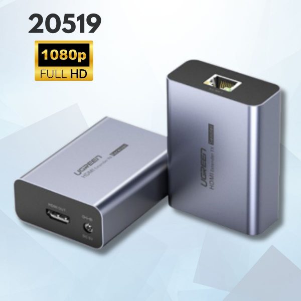 Bộ chuyển HDMI qua cáp mạng 70m Ugreen 20519 CM445 Hỗ trợ 4K30Hz, FullHD 1080P@60Hz