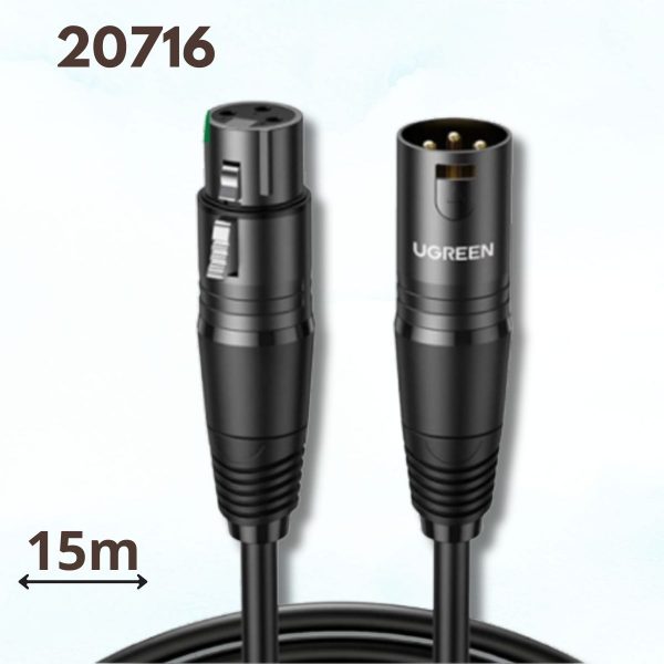 Cáp nối dài Microphone Canon âm thanh AV130 Ugreen 20716 15m Màu đen, Chống nhiễu âm thanh tốt