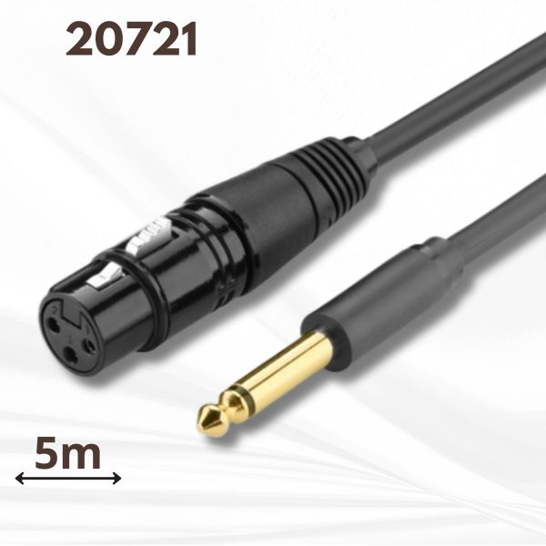 Cáp Audio 6.5mm sang Canon (XLR) Ugreen 20721 5M màu đen, Lõi dây thuần đồng cao cấp