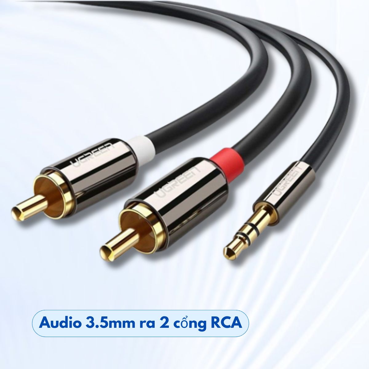 Cáp Audio 3.5mm ra 2 cổng RCA dài 8m Ugreen 20780 AV116 đầu nối mạ vàng 24K cao cấp