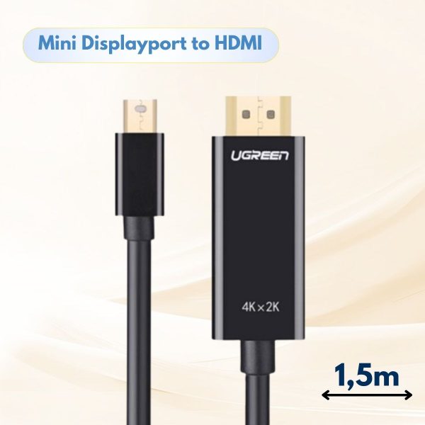 Cáp chuyển Mini Displayport sang HDMI Ugreen 20848 dài 1,5m Hỗ trợ phân phải 4K, Tốc độ 10,8Gbps