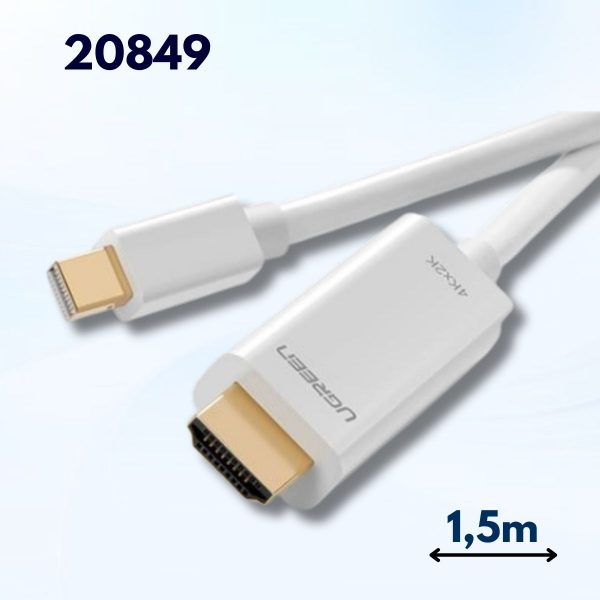 Cáp chuyển đổi Mini DP sang HDMI Ugreen 20849 1,5m màu trắng Hỗ trợ phân phải 4K