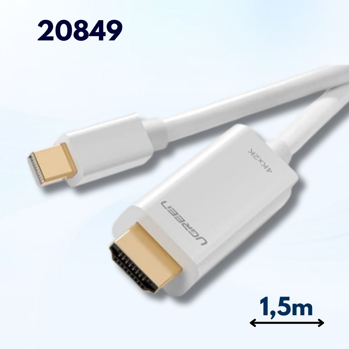 Cáp chuyển đổi Mini DP sang HDMI Ugreen 20849 1,5m màu trắng Hỗ trợ phân phải 4K