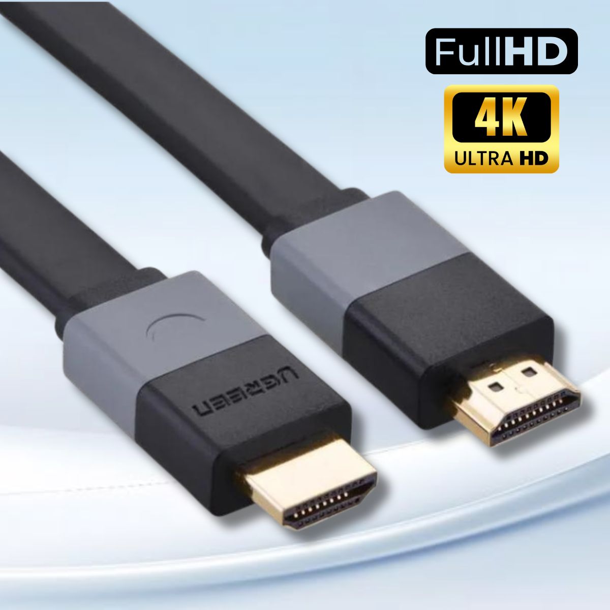Cáp tín hiệu HDMI Ugreen 30109 1.5M màu Đen vỏ nhựa PVC cao cấp cáp dẹt HD120
