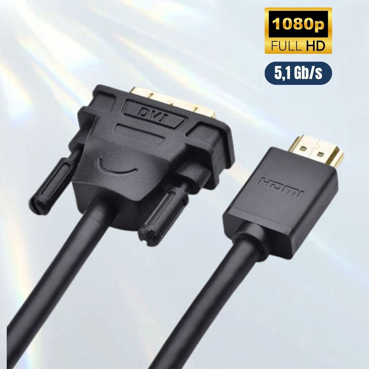 Cáp chuyển đổi HDMI to DVI 24+1 Ugreen 30116 dài 1m, Tốc độ 5,1 Gb/s, Đầu nối mạ vàng