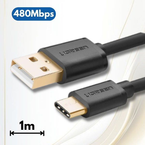 Cáp chuyển USB Type C to USB 2.0 Ugreen 30159 1m, Hỗ trợ 480Mbps, Đầu nối mạ vàng cao cấp