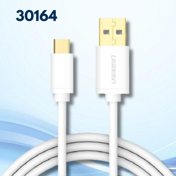 Dây USB 2.0 sang Type-C truyền dữ liệu và sạc Ugreen 30164 0.5m màu trắng, Đầu nối mạ vàng cao cấp