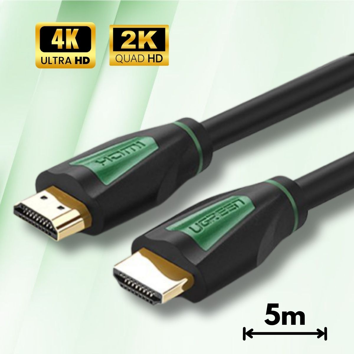 Cáp tín hiệu HDMI chuẩn 1.4 Ugreen 30193 5m màu đen, Hỗ trợ phân giải 4K*2K, Tương thích rộng rãi, Chất liệu cao cấp