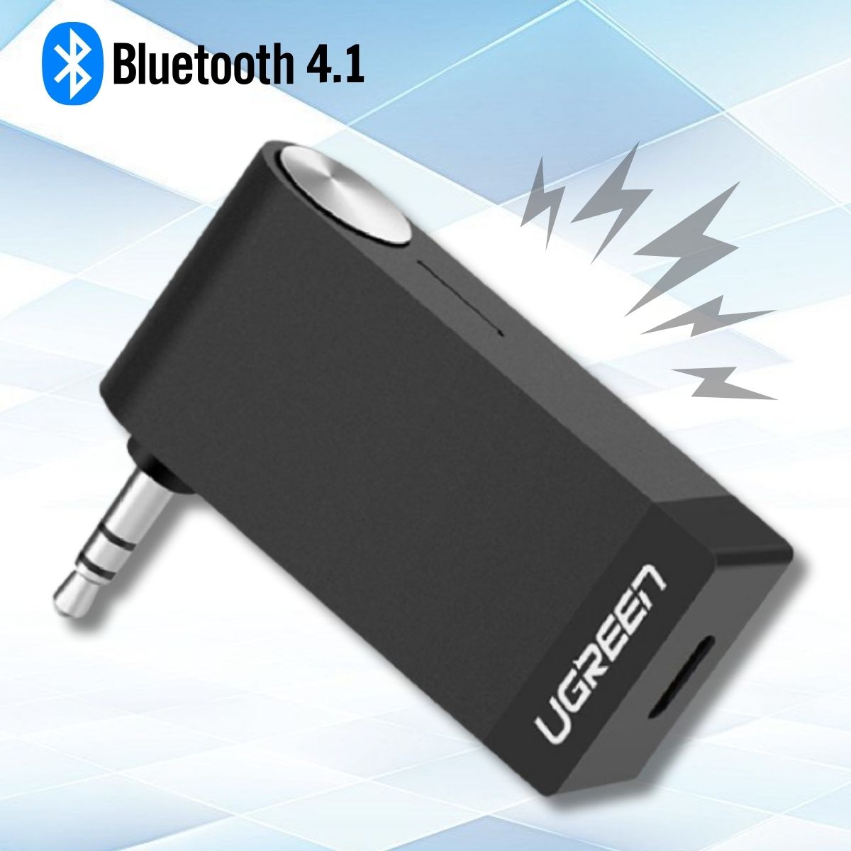 Bộ thu âm thanh có Micro Bluetooth 4.1 Ugreen 30348 3.7V / 120mA, Đền báo sạc hết pin và đầy
