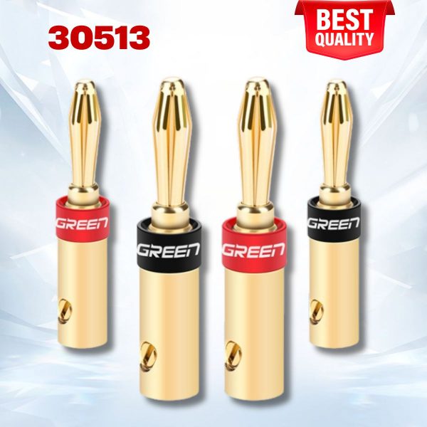 Bộ 4 jack bắp chuối nối dây loa, amply Ugreen 30513 Đầu mạ vàng 24K cao cấp