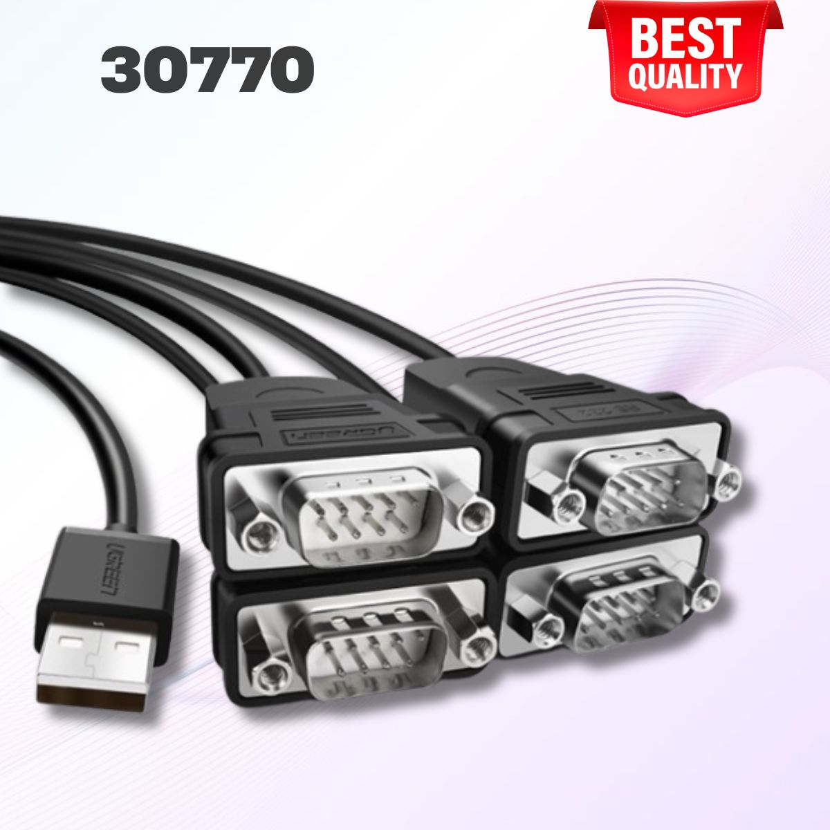 Cáp chuyển USB sang RS232 4 cổng Ugreen 30770 Tương thích rộng, PL2303TA + FS232A Chipsets