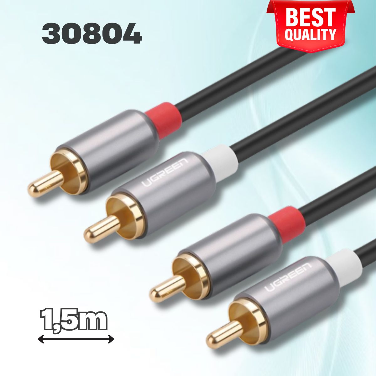 Cáp âm thanh 4 đầu hoa sen RCA Ugreen 30804 AV146 dài 1,5m, Đầu nối mạ vàng 24k