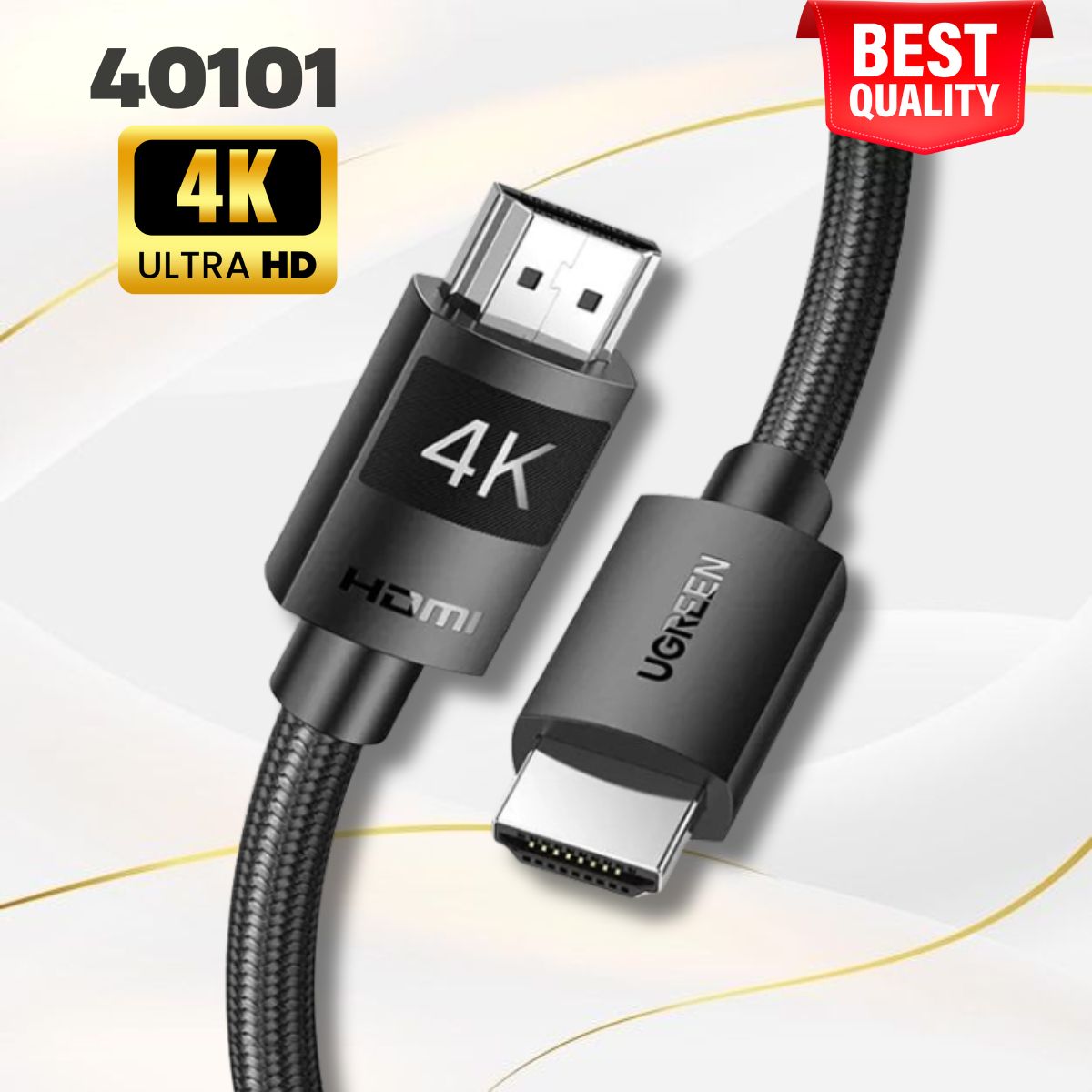 Cáp HDMI 2.0 dài 2M Ugreen 40101 Bọc nylon, Hỗ trợ độ phân giải 4K@60Hz, băng thông 18Gbps