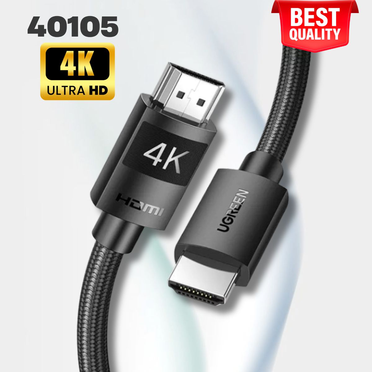 Cáp HDMI 1.4 dài 15M Ugreen 40105 bọc nylon, Độ phân giải 4K@30Hz, Hỗ trợ 32 kênh audio, ARC