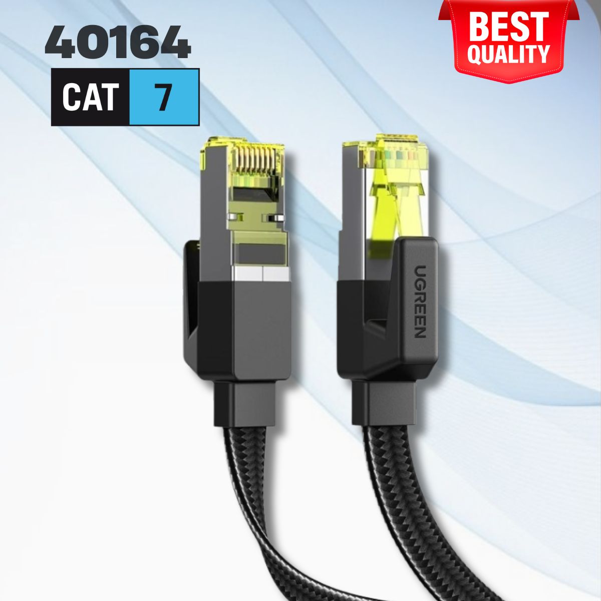 Cáp mạng CAT7 đúc sẵn dẹt dài 8M Ugreen 40164 tốc độ 10Gbps 600Mhz 30AWG U/FTP