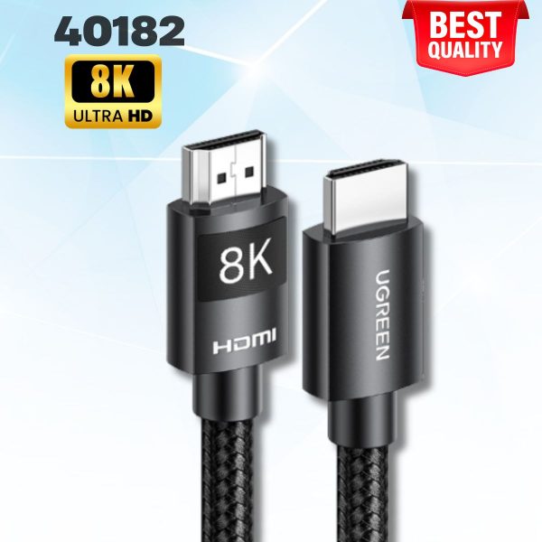 Cáp HDMI 2.1 dài 5M Ugreen 40182 8K@60Hz 48Gbps, Hỗ trợ HDR eARC, Đầu mạ Niken chống Oxy hóa cao cấp
