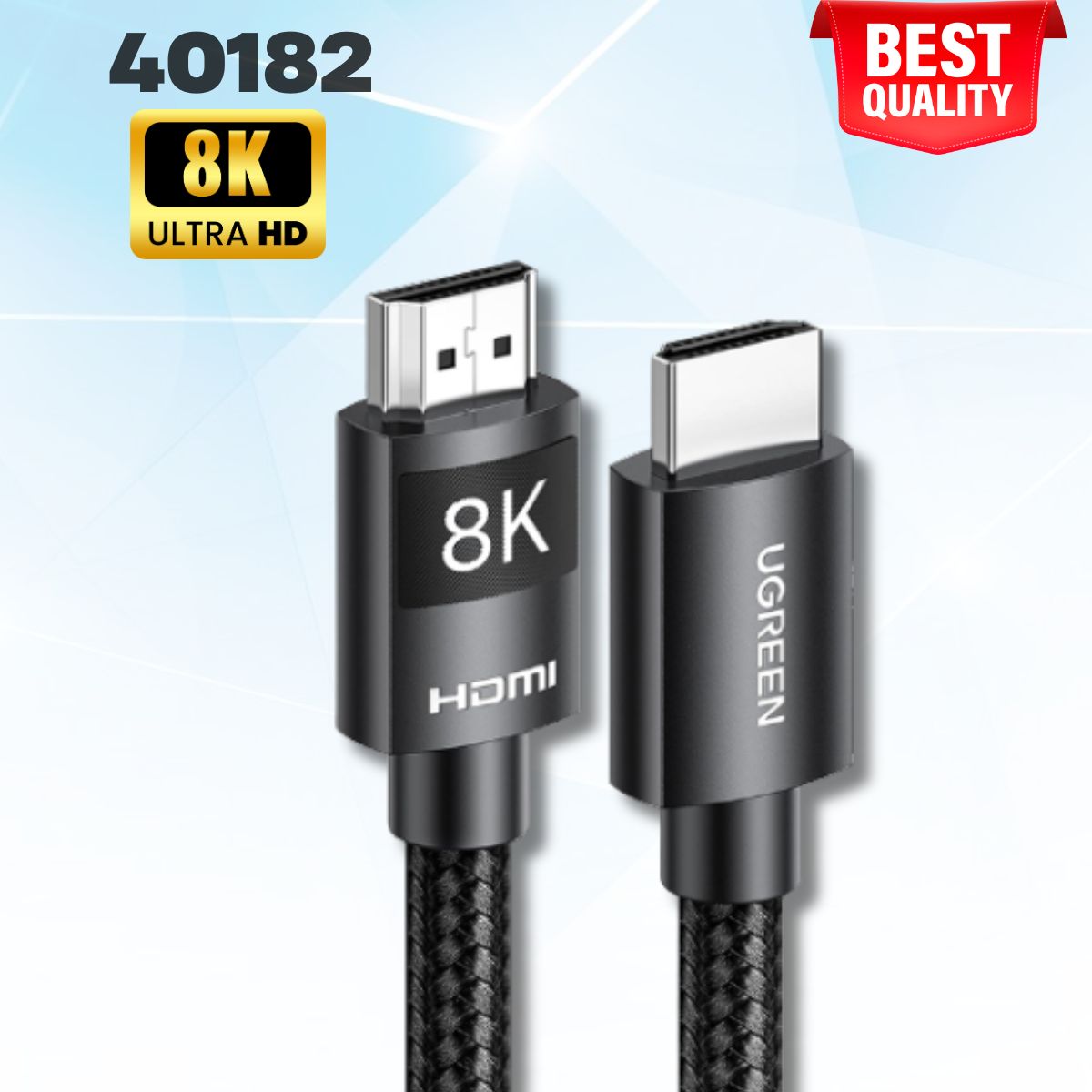 Cáp HDMI 2.1 dài 5M Ugreen 40182 8K@60Hz 48Gbps, Hỗ trợ HDR eARC, Đầu mạ Niken chống Oxy hóa cao cấp