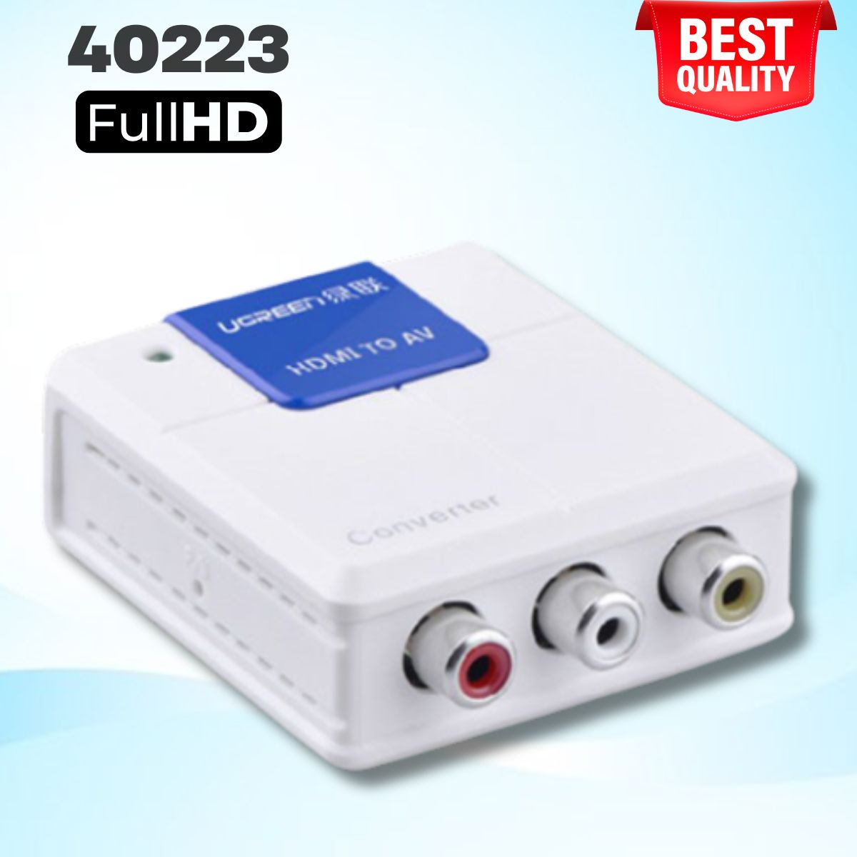 Bộ chuyển HDMI to AV Ugreen 40223 màu trắng, Hỗ trợ full HD, Đầu ra RCA vàng / đỏ / trắng